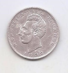ECUADOR DEL AÑO 1892 DE 2 DECIMAS