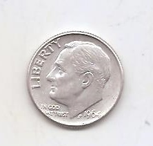 ESTADOS UNIDOS DEL AÑO 1964 DE 1 DIME