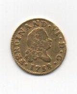 SPAIN FERDINAND VI 1758 1/2 ESCUDO