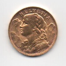 SUIZA DEL AÑO 1947 DE 20 FRANCOS