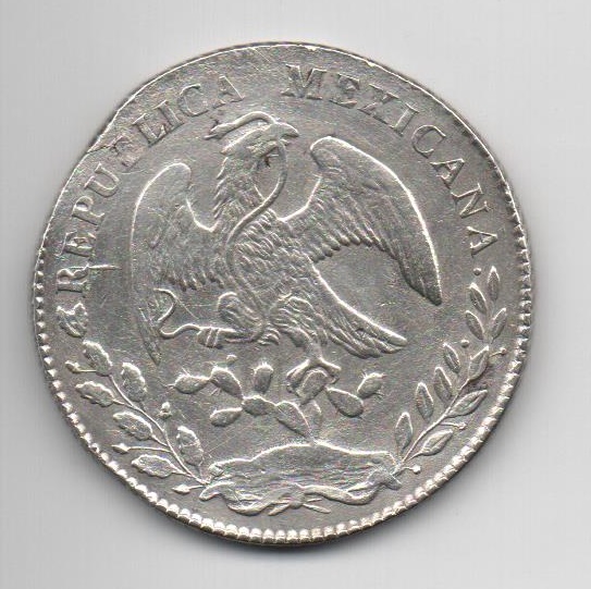 МЕКСИКА 1877 ГОДА НОМИНАЛОМ 8 РЕАЛОВ