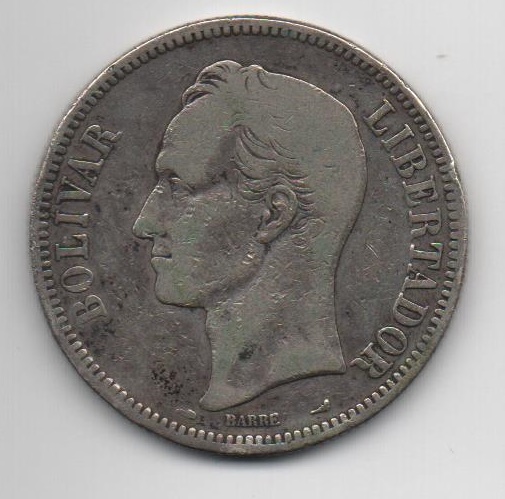 VENEZUELA DEL AÑO 1911 DE 5 BOLIVARES