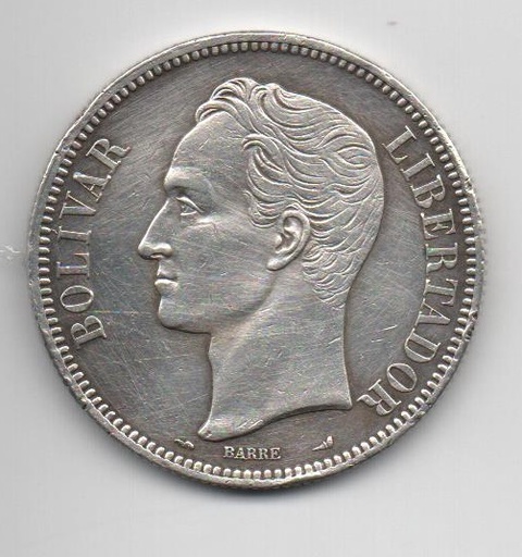 VENEZUELA DEL AÑO 1912 DE 5 BOLIVARES