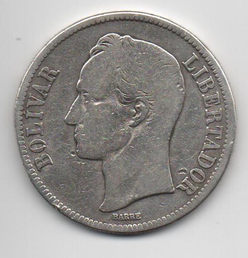 VENEZUELA 1936 5 BOLIVARES