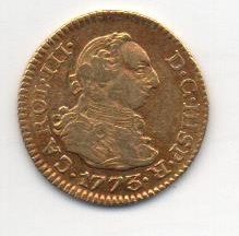 ESPAÑA CARLOS III DEL AÑO 1773 DE 1/2 ESCUDO