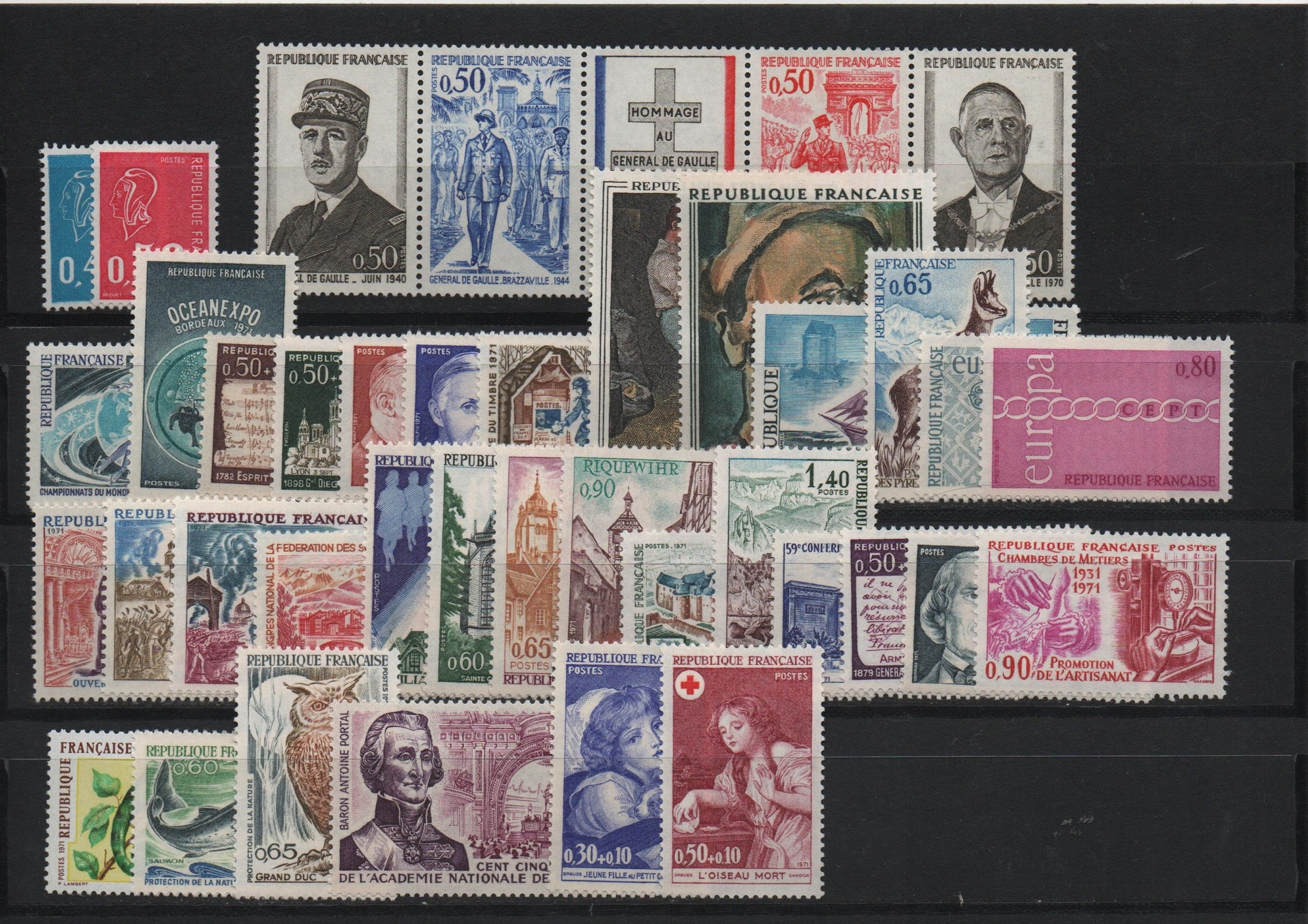 YEAR 1971 FULL SET FRANCE STAMPS