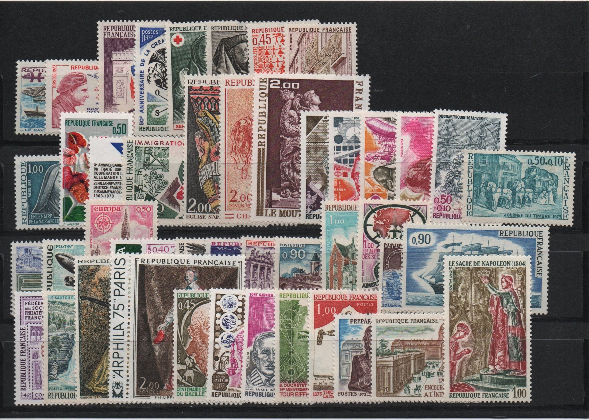 YEAR 1973 FULL SET FRANCE STAMPS