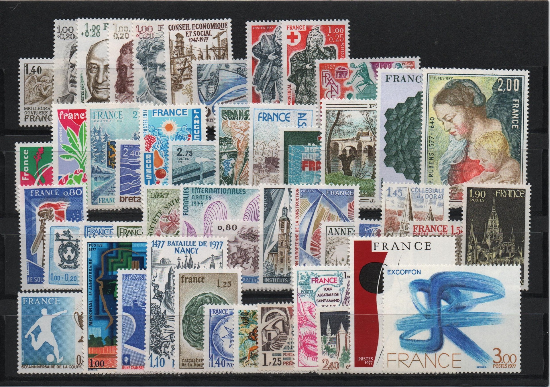 YEAR 1977 FULL SET FRANCE STAMPS