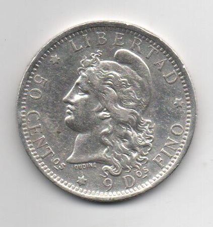 ARGENTINA FROM THE YEAR 1882 OF 50 CENTIMOS