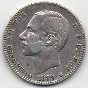 ALFONSO XII FROM THE YEAR 1882 *82 OF 1 PESETA