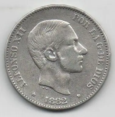 ALFONSO XII DEL AÑO 1882 DE 50 CENTAVOS