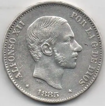 ALFONSO XII DEL AÑO 1885 DE 50 CENTAVOS