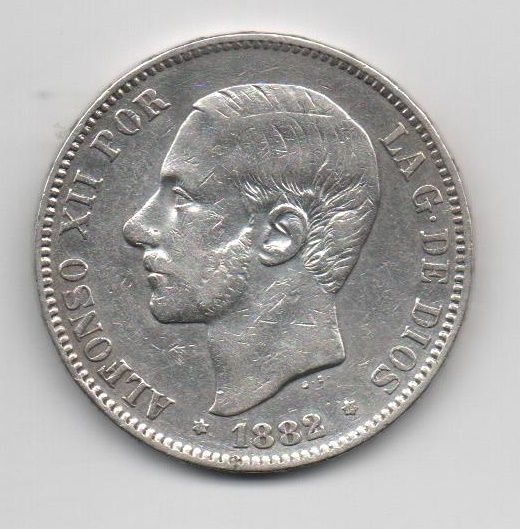 ALFONSO XII FROM THE YEAR 1882 *81 OF 5 PESETAS