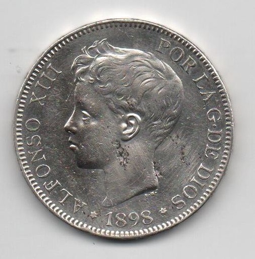 ALFONSO XIII DEL AÑO 1898 *98 DE 5 PESETAS