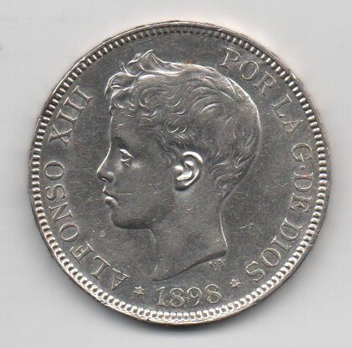 ALFONSO XIII DEL AÑO 1898 *98 DE 5 PESETAS