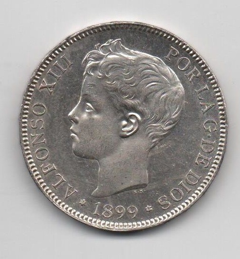 ALFONSO XIII DEL AÑO 1899 *99 DE 5 PESETAS