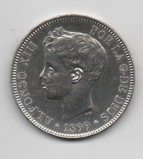 ALFONSO XIII DEL AÑO 1899 *99 DE 5 PESETAS