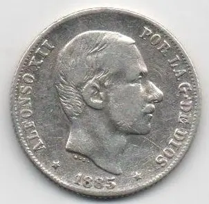 ALFONSO XII MANILA DEL AÑO 1885 DE 20 CENTIMOS