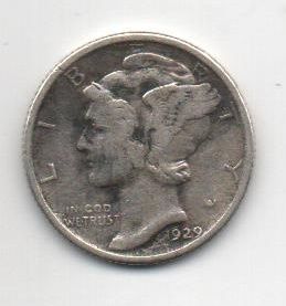 ESTADOS UNIDOS DEL AÑO 1929 DE 1 DIME MERCURY