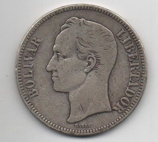 VENEZUELA DEL AÑO 1905 DE 5 BOLIVARES