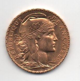 FRANCIA DEL AÑO 1908 DE 20 FRANCOS