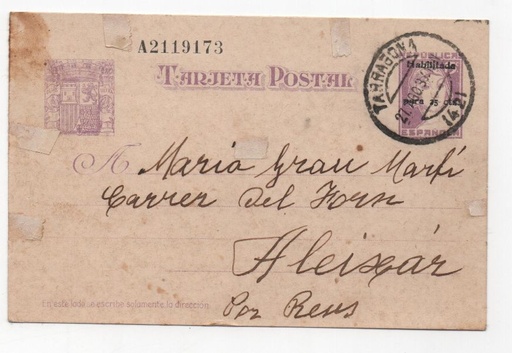 ESPAÑA POSTAL Nº 10 DE REPUBLICA ESPAÑOLA