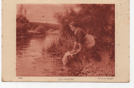 ESPAÑA POSTAL Nº 28 MUJER EN EL RIO