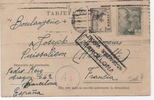 ESPAÑA POSTAL Nº 40 T. POSTAL SELLO FRANCO DE 40 CENTIMOS