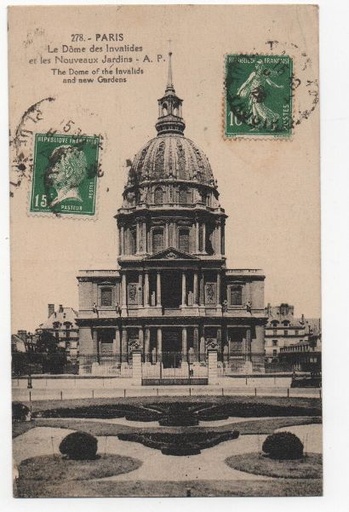 FRANCIA POSTAL N-26 LA DOME DES IMVALIDES