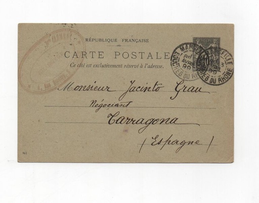 FRANCIA POSTAL N-43 (SELLO 10 CENTIMOS NEGRO)