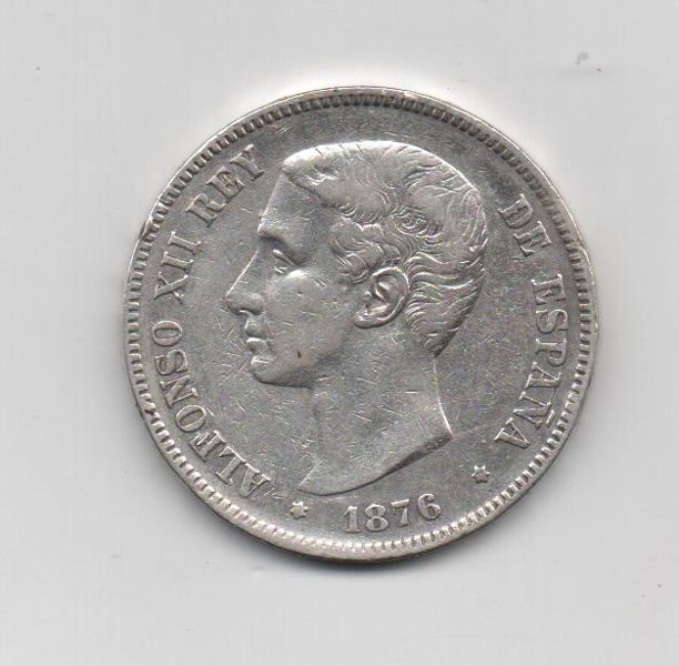 ALFONSO XII JAHR 1876 *76 ZU 5 PESETAS