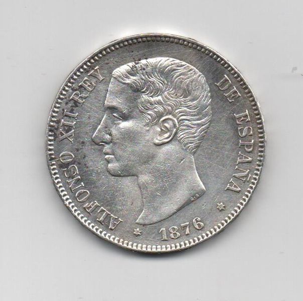 ALFONSO XII JAHR 1876 *76 ZU 5 PESETAS