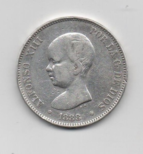 ALFONSO XIII DEL AÑO 1888 *88 DE 5 PESETAS