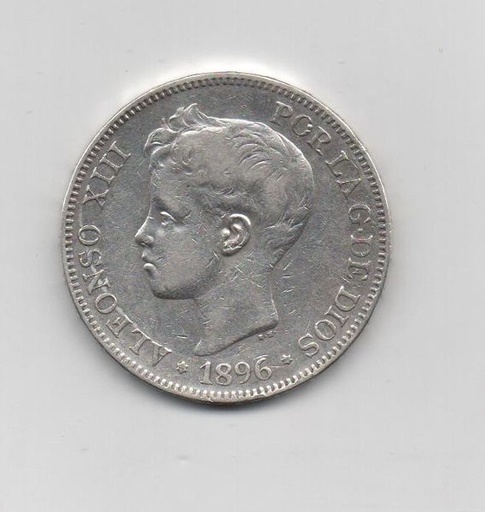 ALFONSO XIII DEL AÑO 1896 *96 DE 5 PESETAS