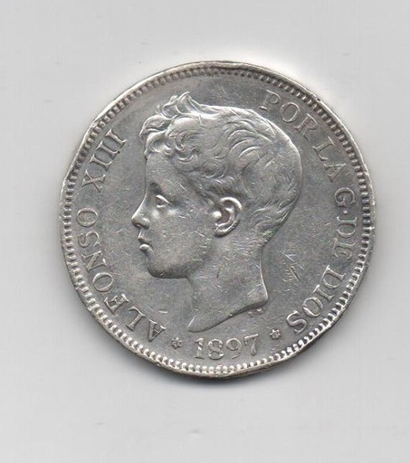 ALFONSO XIII DEL AÑO 1897 *97 DE 5 PESETAS
