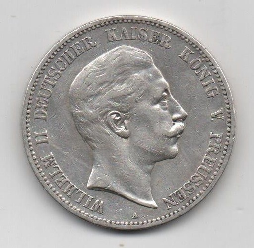 ALEMANIA PRUSIA DEL AÑO 1904 DE 5 MARCOS