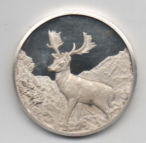 ESPAÑA. MEDALLA DE PLATA -FAUNA IBERICA CIERVO