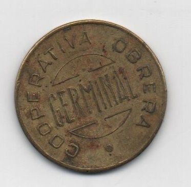 ESPAÑA COOPERATIVA OBRERA GERMINAL-ESPARRAGUERA DEL AÑO 1935 DE 5 CENTIMOS
