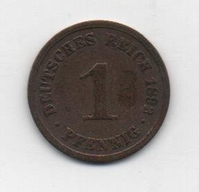 ALEMANIA IMPERIO DEL AÑO 1892 LETRA A DE 1 PFENNIG