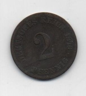 ALEMANIA IMPERIO DEL AÑO 1876 LETRA C DE 2 PFENNIG