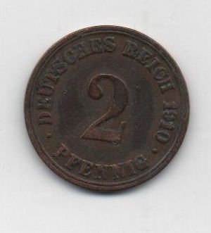 ALEMANIA IMPERIO DEL AÑO 1910 LETRA A DE 2 PFENNIG