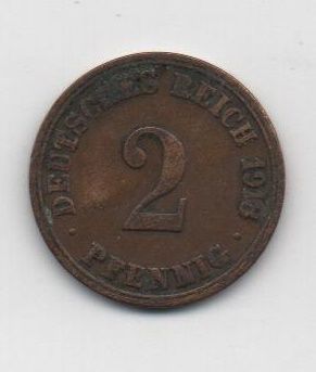 ALEMANIA IMPERIO DEL AÑO 1913 LETRA A DE 2 PFENNIG