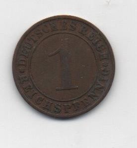GERMANY 1924 WEIMAR REPUBLIC LETTER J 1 REICHSPFENNIG