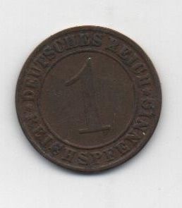 GERMANY 1927 WEIMAR REPUBLIC LETTER G 1 REICHSPFENNIG