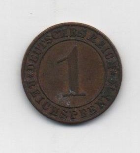 GERMANY 1928 WEIMAR REPUBLIC LETTER A 1 REICHSPFENNIG