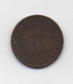 GERMANY 1933 WEIMAR REPUBLIC LETTER A 1 REICHSPFENNIG