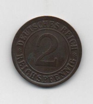 ALEMANIA IMPERIO REPUBLICA WEIMAR DEL AÑO 1924 LETRA A DE 2 REICHSPFENNIG