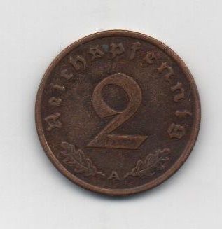 ALEMANIA REICH DEL AÑO 1940 LETRA A DE 2 REICHSPFENNIG