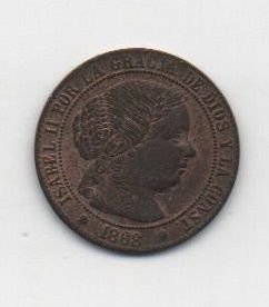 ESPAÑA ISABEL II DEL AÑO 1868 DE 1/2 CENTIMO DE ESCUDO