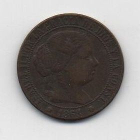 ESPAÑA ISABEL II DEL AÑO 1868 DE 1 CENTIMO DE ESCUDO OM BARCELONA